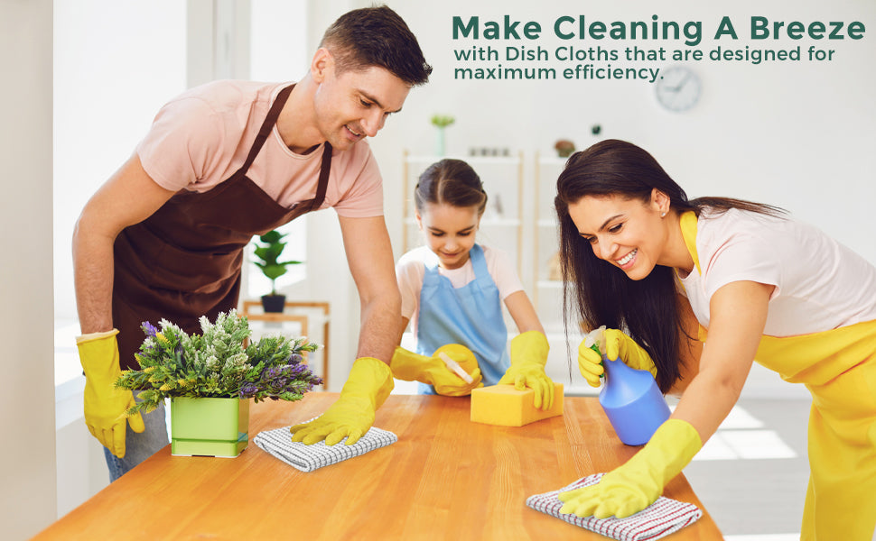 Eselect World's Best Kitchen Dish Cloths - Set of 6 Assorted Dishcloths for Washing Dishes - Absorbent Poly Cotton Waffle Weave Dish Rags, Made in USA