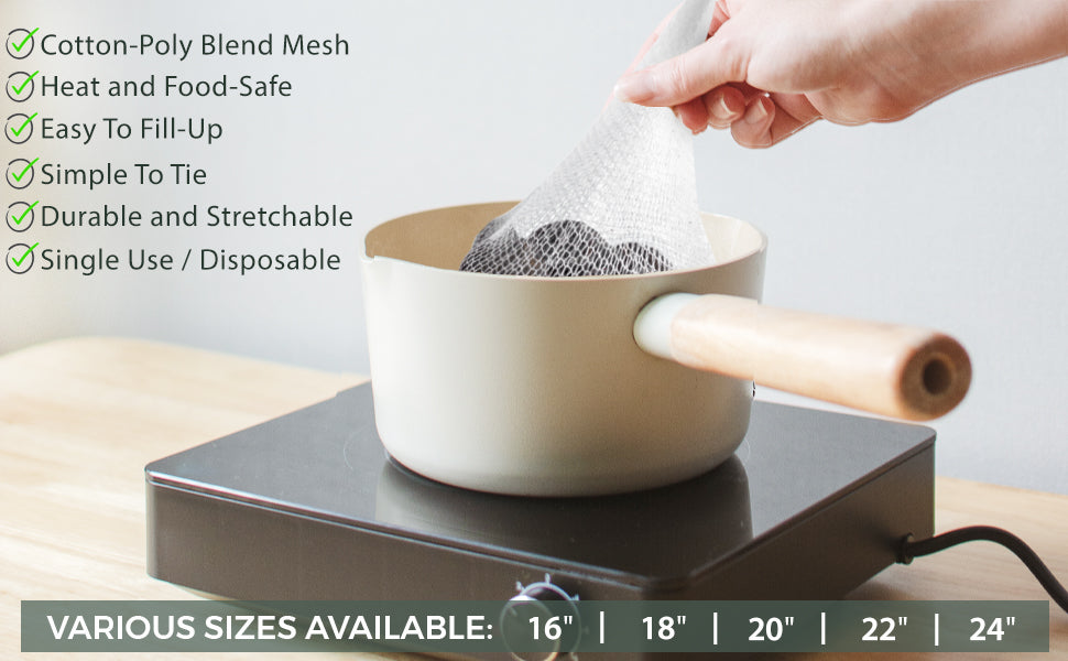 Eselect 22" Seafood Boil & Steamer Bags - Pack of 100, Seafood Boiling Bags for Crab, Crawfish, Shellfish - Low Country Boil, Clambake, Crab Boil, Soup Stock Socks, Vegetable Storage Bags