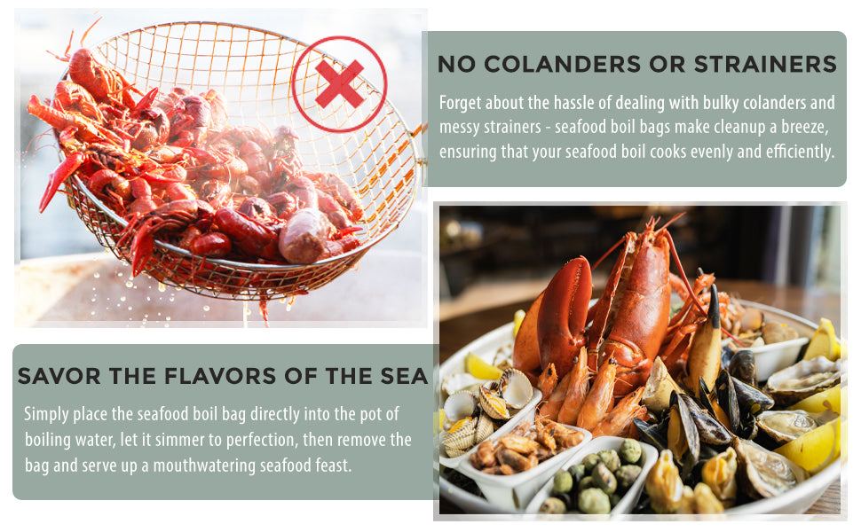 Eselect 20" Seafood Boil & Steamer Bags - Pack of 100, Seafood Boiling Bags for Crab, Crawfish, Shellfish - Low Country Boil, Clambake, Crab Boil, Soup Stock Socks, Vegetable Storage Bags