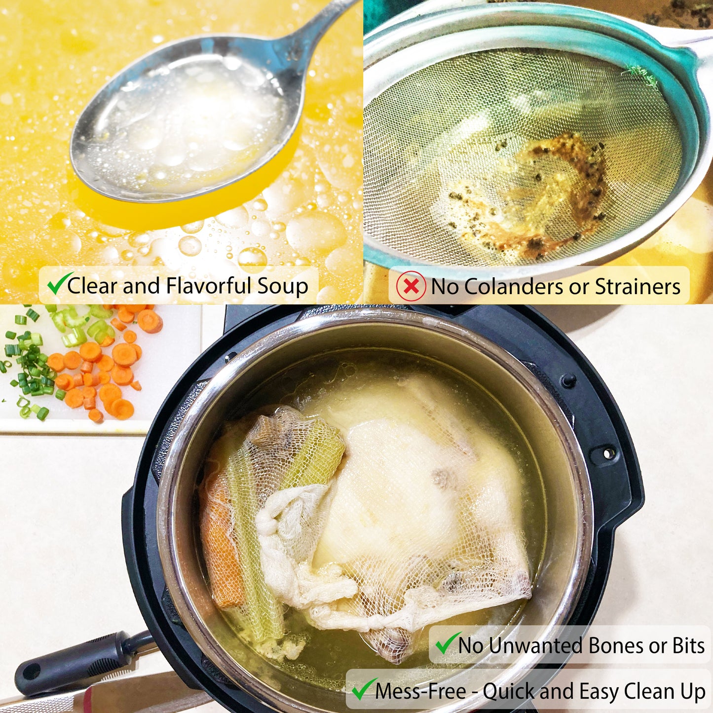 Eselect 24” Soup Socks - Pack of 25, Cooking Bags for Making Flavorful Soup Stock, Broth & Stew, Clam Bags, Steamer & Boiling Bags, Food Storage Bags