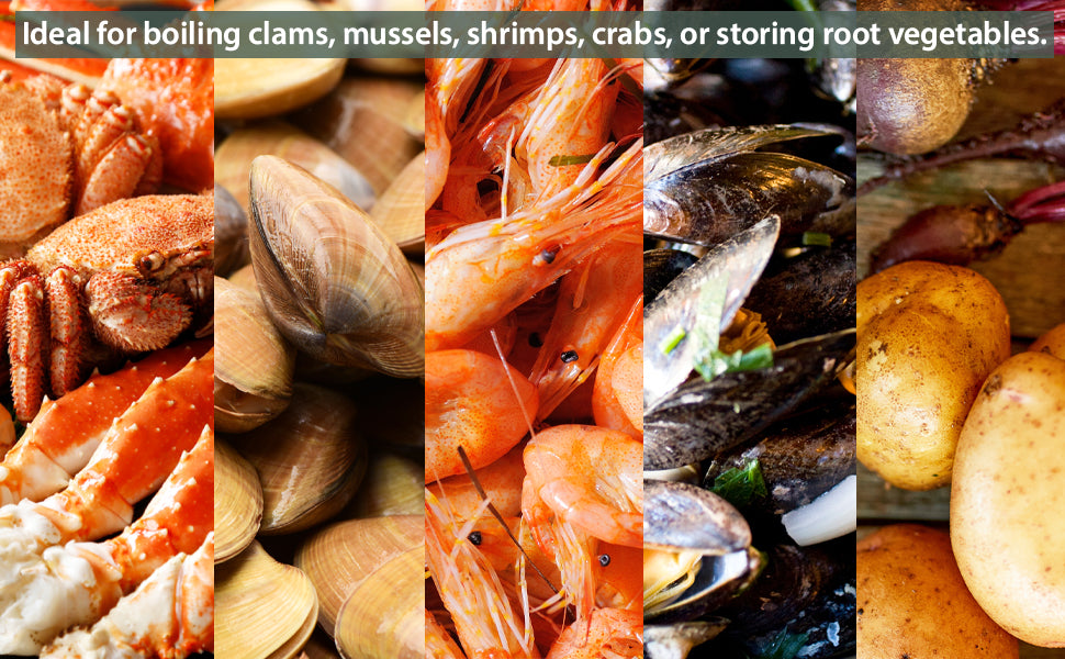 Eselect 24" Seafood Boil & Steamer Bags - Pack of 10, Seafood Boiling Bags for Crab, Crawfish, Shellfish - Low Country Boil, Clambake, Crab Boil, Soup Stock Socks, Vegetable Storage Bags, White