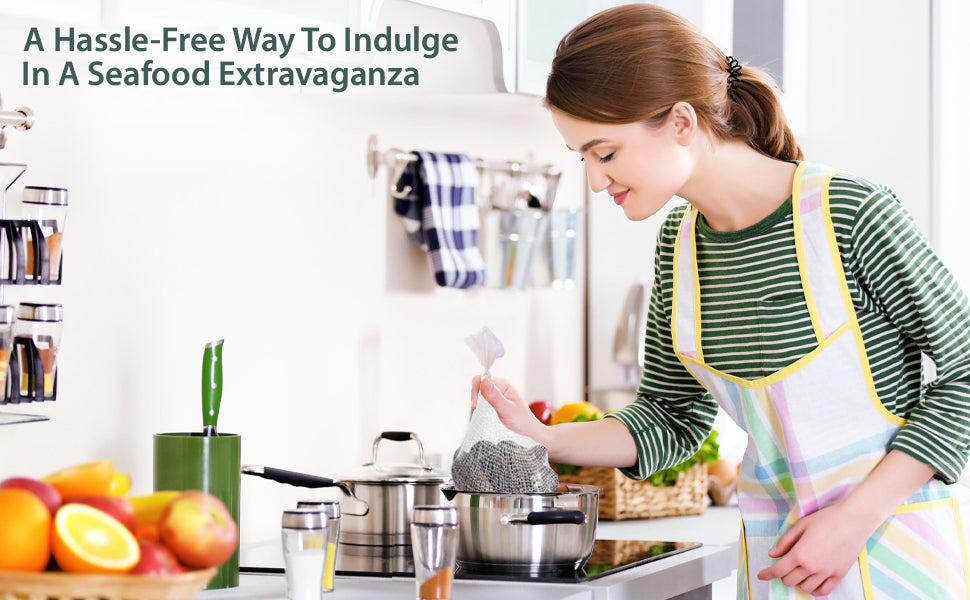 Eselect 22" Seafood Boil & Steamer Bags - Pack of 25, Seafood Boiling Bags for Crab, Crawfish, Shellfish - Low Country Boil, Clambake, Crab Boil, Soup Stock Socks, Vegetable Storage Bags