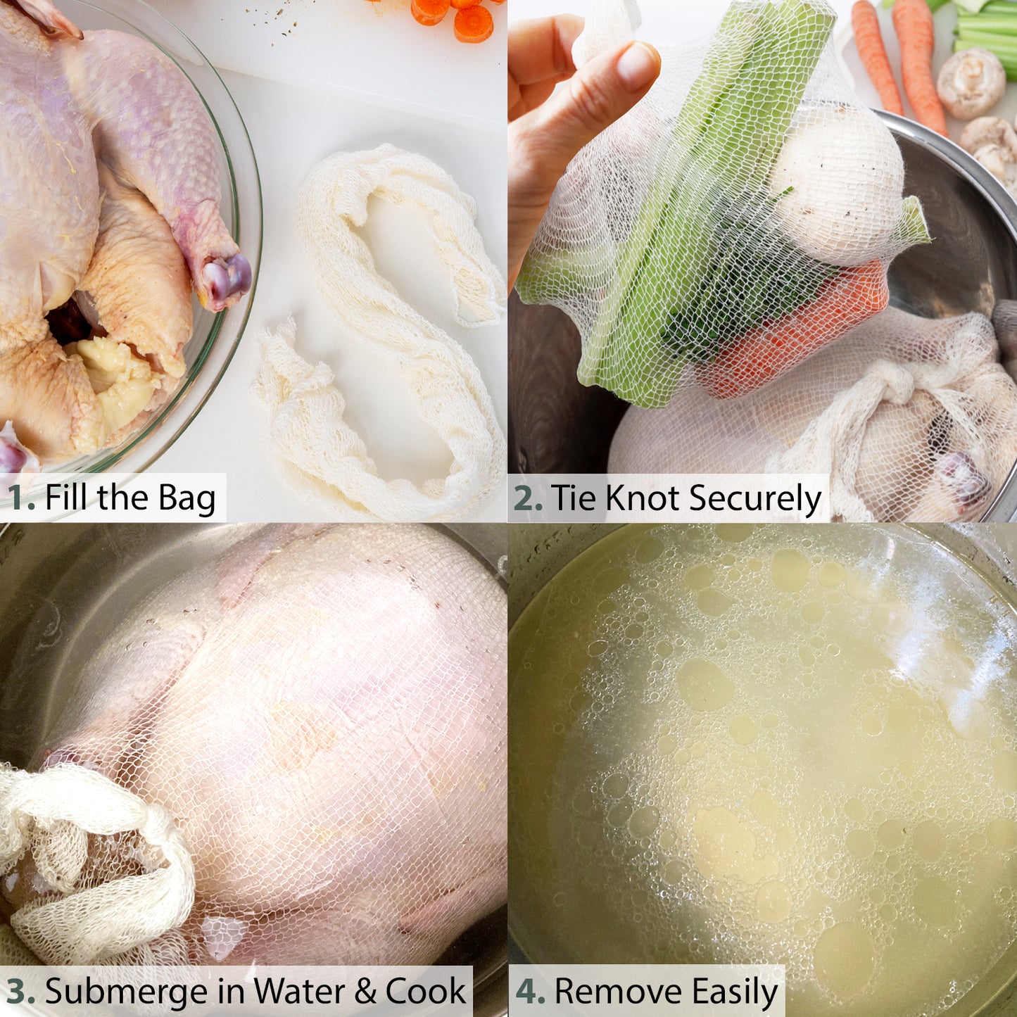 Eselect 24” Soup Socks - Pack of 10, Cooking Bags for Making Flavorful Soup Stock, Broth & Stew, Clam Bags, Steamer & Boiling Bags, Food Storage Bags