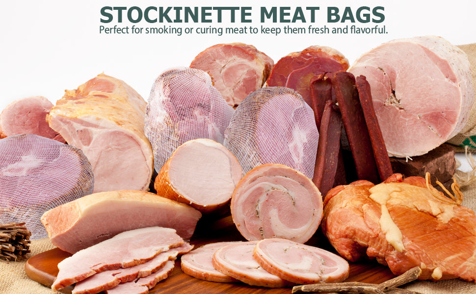 Eselect 28" Stockinette Ham and Meat Bags - Pack of 25 - Meat Netting, Bags for Smoking and Curing Poultry, Beef, Bacon, Pork, Lamb, Deer and More