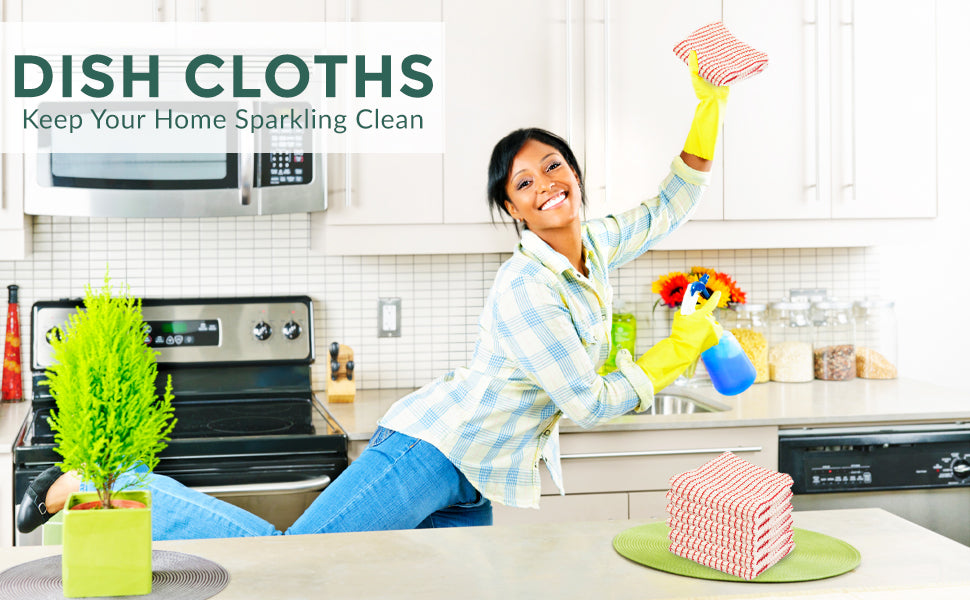 Eselect World's Best Kitchen Dish Cloths - Set of 6 Red Dishcloths for Washing Dishes - Absorbent Poly Cotton Waffle Weave Dish Rags, Made in USA