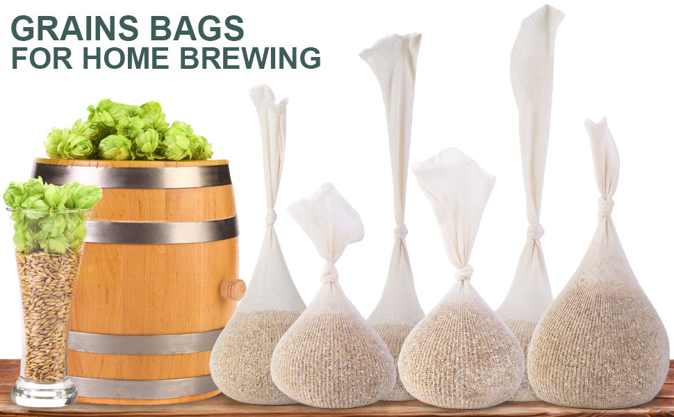 Eselect 11" (50 Pack) Hops, Grain & Spice Beer Brewing Bags Cotton Mesh Steeping Bags for Beer Wine, Cider, Tea, Soups & Nut Milk, Hops & Grain Socks for Dry Hopping for Micro Brewing or Homebrewing