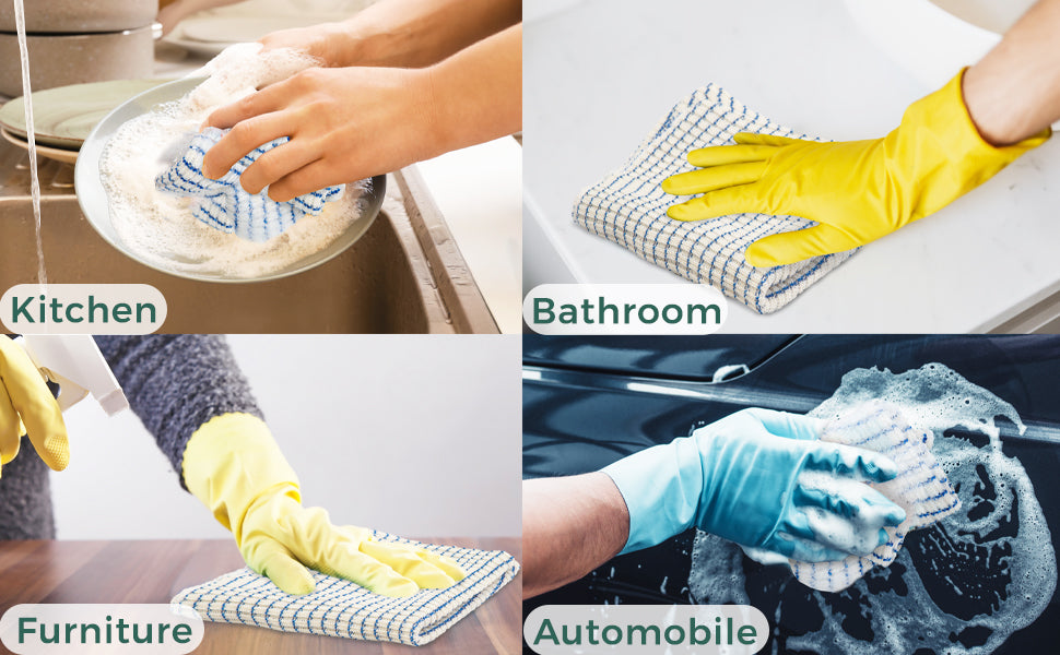 Eselect World's Best Kitchen Dish Cloths - Set of 6 Blue Dishcloths for Washing Dishes - Absorbent Poly Cotton Waffle Weave Dish Rags, Made in USA