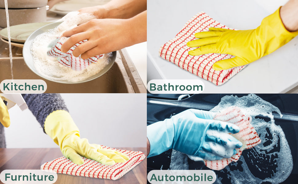 Eselect World's Best Kitchen Dish Cloths - Set of 6 Red Dishcloths for Washing Dishes - Absorbent Poly Cotton Waffle Weave Dish Rags, Made in USA