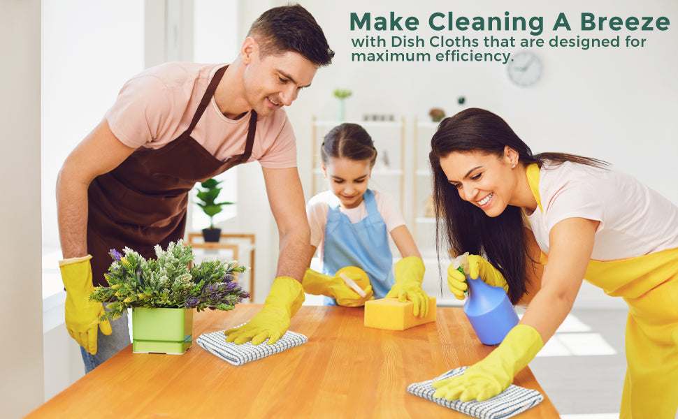 Eselect World's Best Kitchen Dish Cloths - Set of 6 Blue Dishcloths for Washing Dishes - Absorbent Poly Cotton Waffle Weave Dish Rags, Made in USA