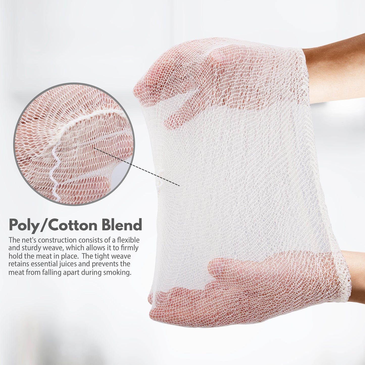 Eselect 44" Stockinette Ham and Meat Bags - Pack of 10 - Meat Netting, Bags for Smoking and Curing Poultry, Beef, Bacon Pork, Lamb, Deer and More