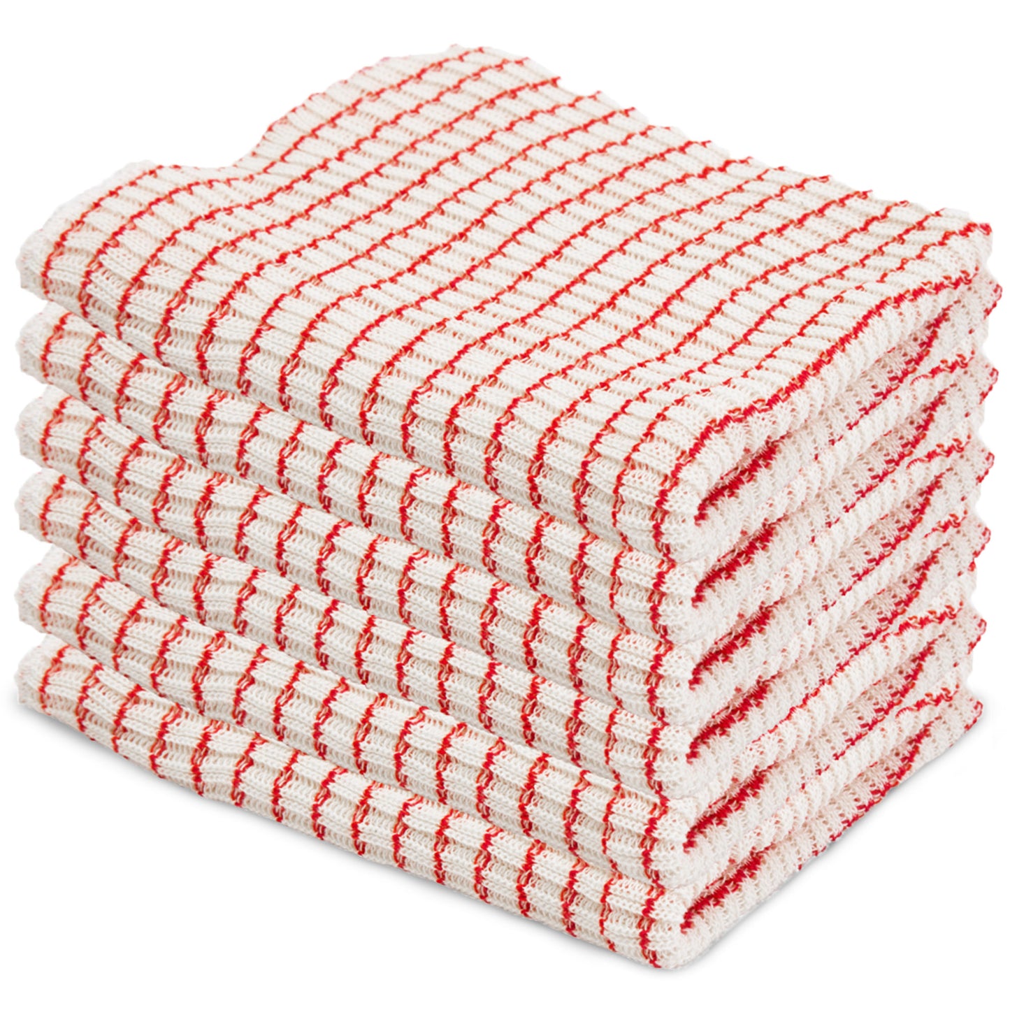 Eselect World's Best Kitchen Dish Cloths - Set of 6 Red Dishcloths for Washing Dishes - Absorbent Poly Cotton Waffle Weave Dish Rags, Made in USA