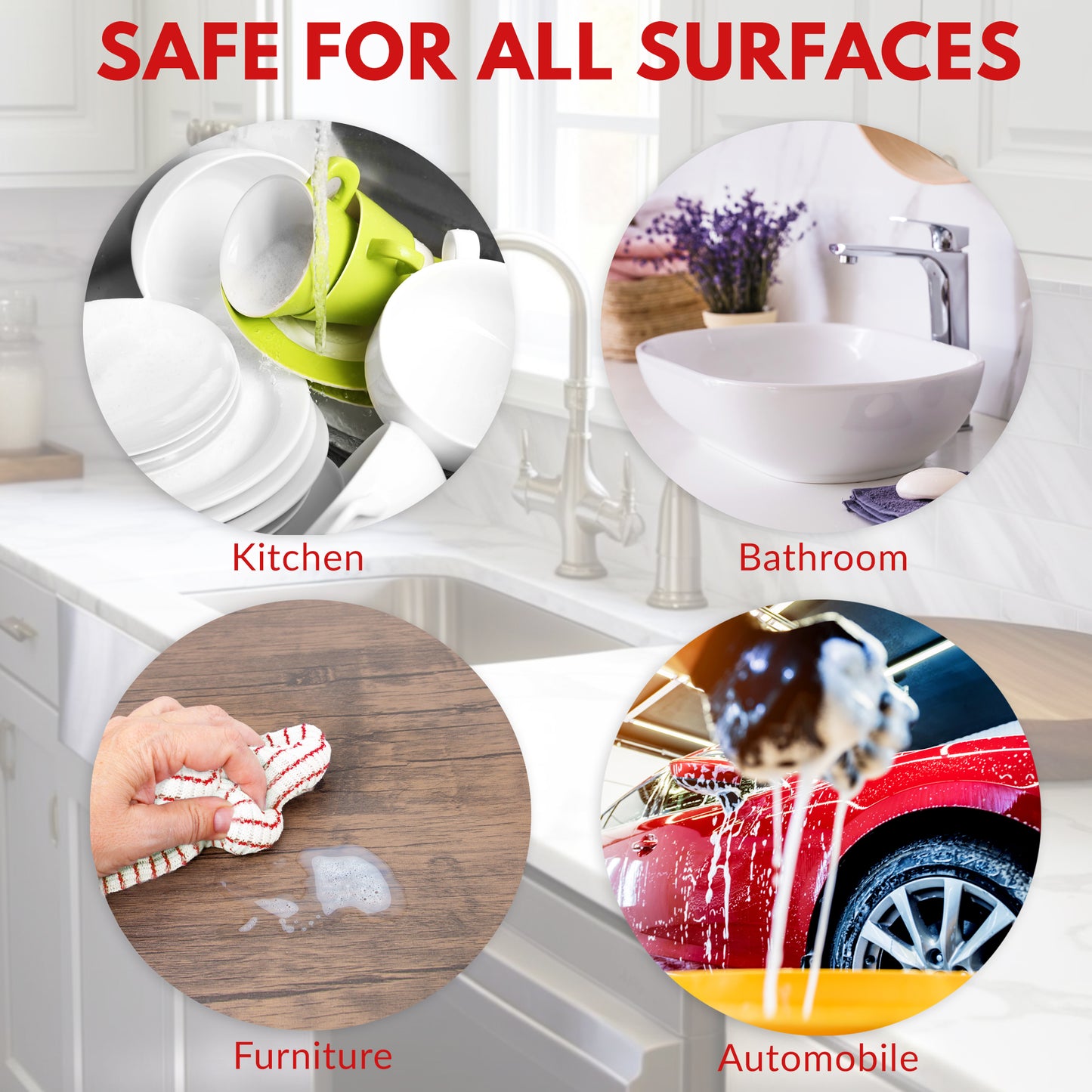 Eselect World's Best Kitchen Dish Cloths - Set of 6 Red Dishcloths for Washing Dishes - Absorbent Poly Cotton Waffle Weave Dish Rags, Made in USA